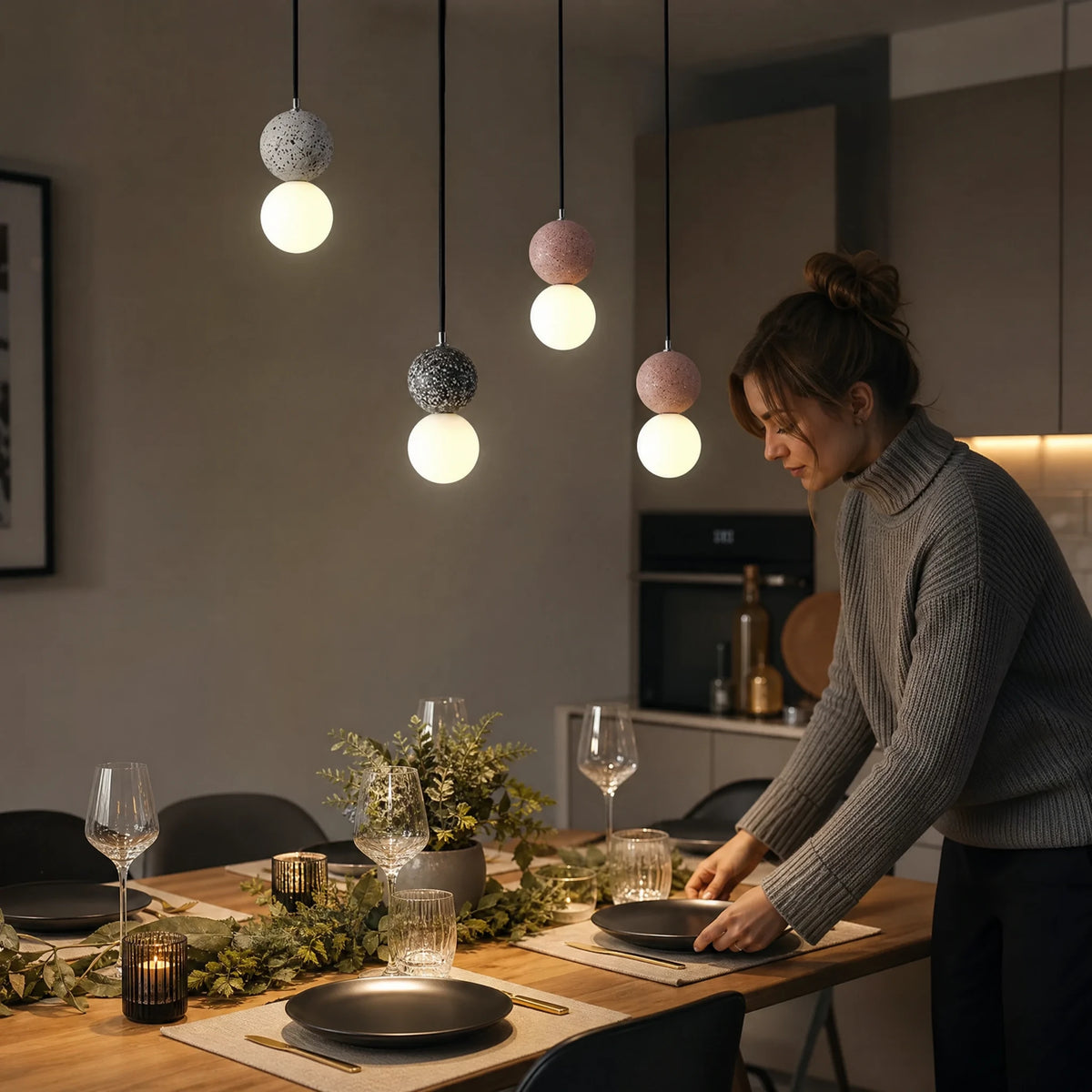 Suspension décorative boules en terrazzo et verre soufflé - Utilisation GLOBALE