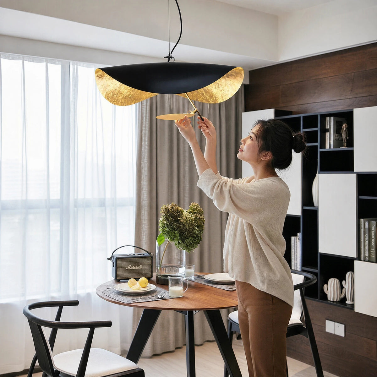 Suspension design nordique LED noir et or - Utilisation GLOBALE