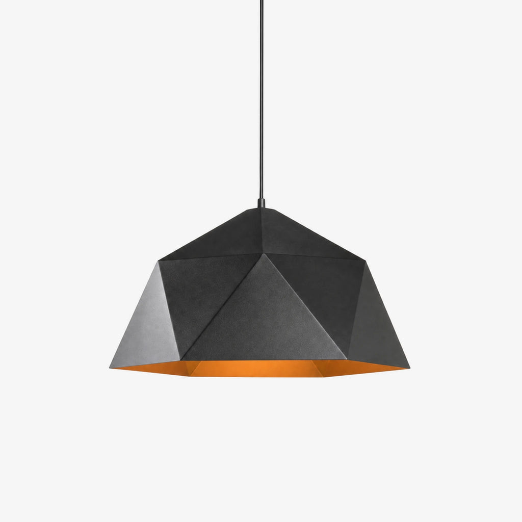 Suspension Géométrique Noire Intérieur Orangé 25cm - image principale