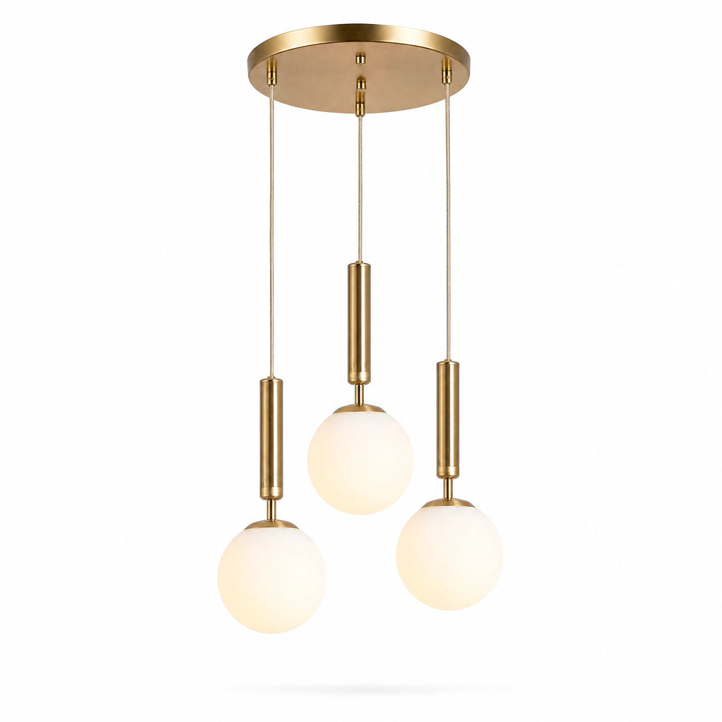 Suspension Globe Verre avec Fût Cylindrique Laiton - image principale