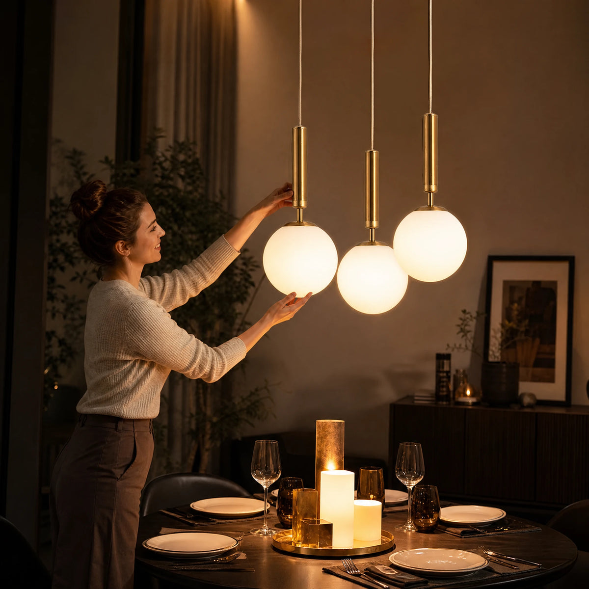 Suspension Globe Verre avec Fût Cylindrique Laiton - Utilisation GLOBALE