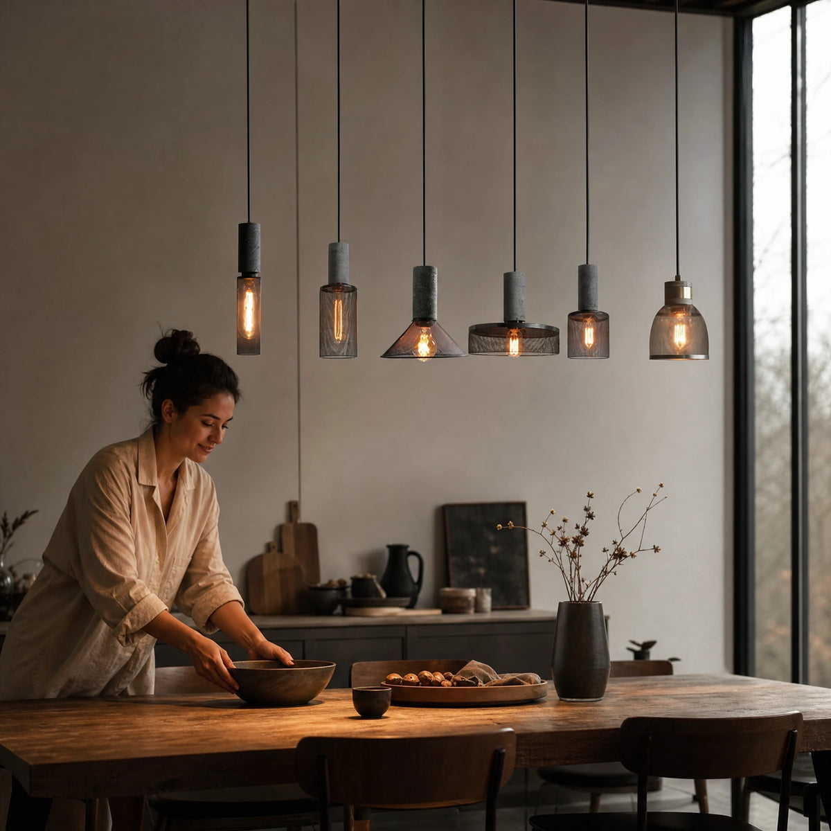 Suspension Industrielle Vintage en Ciment et Métal Grillagé - Utilisation GLOBALE