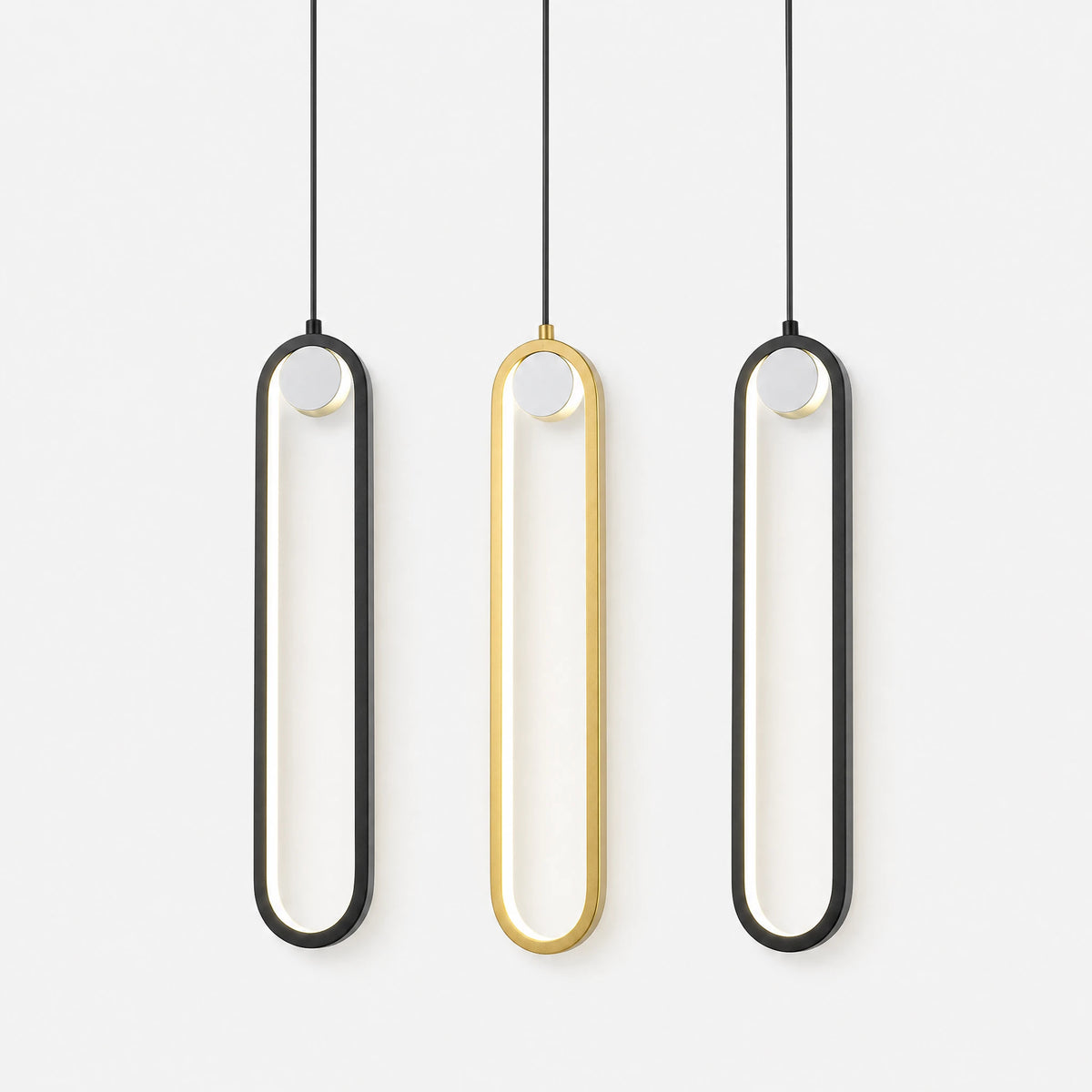 Suspension LED Minimaliste Ovale Noire ou Dorée - image principale