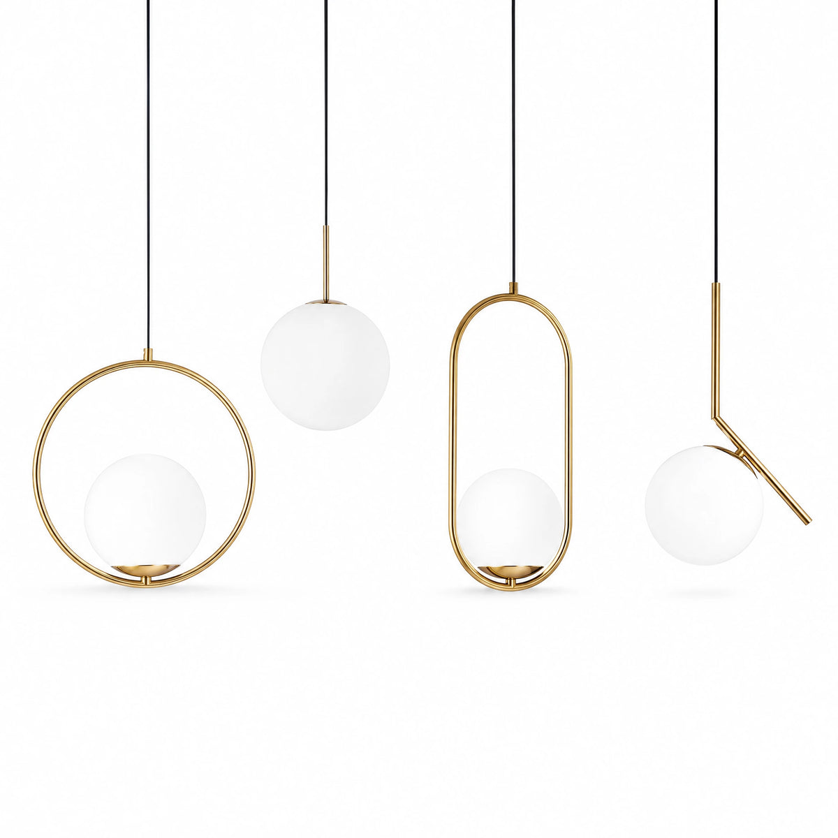 Suspension Luminaire Minimaliste avec Formes Géométriques Dorées - image principale