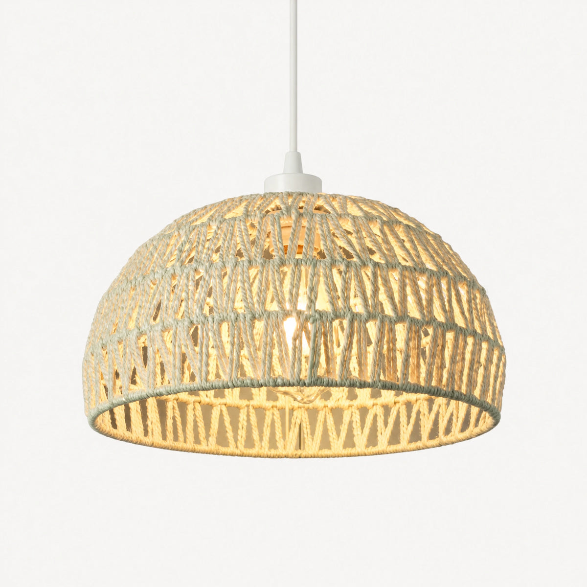 Suspension Luminaire Rotin Tressé Forme Dôme Naturel - image principale