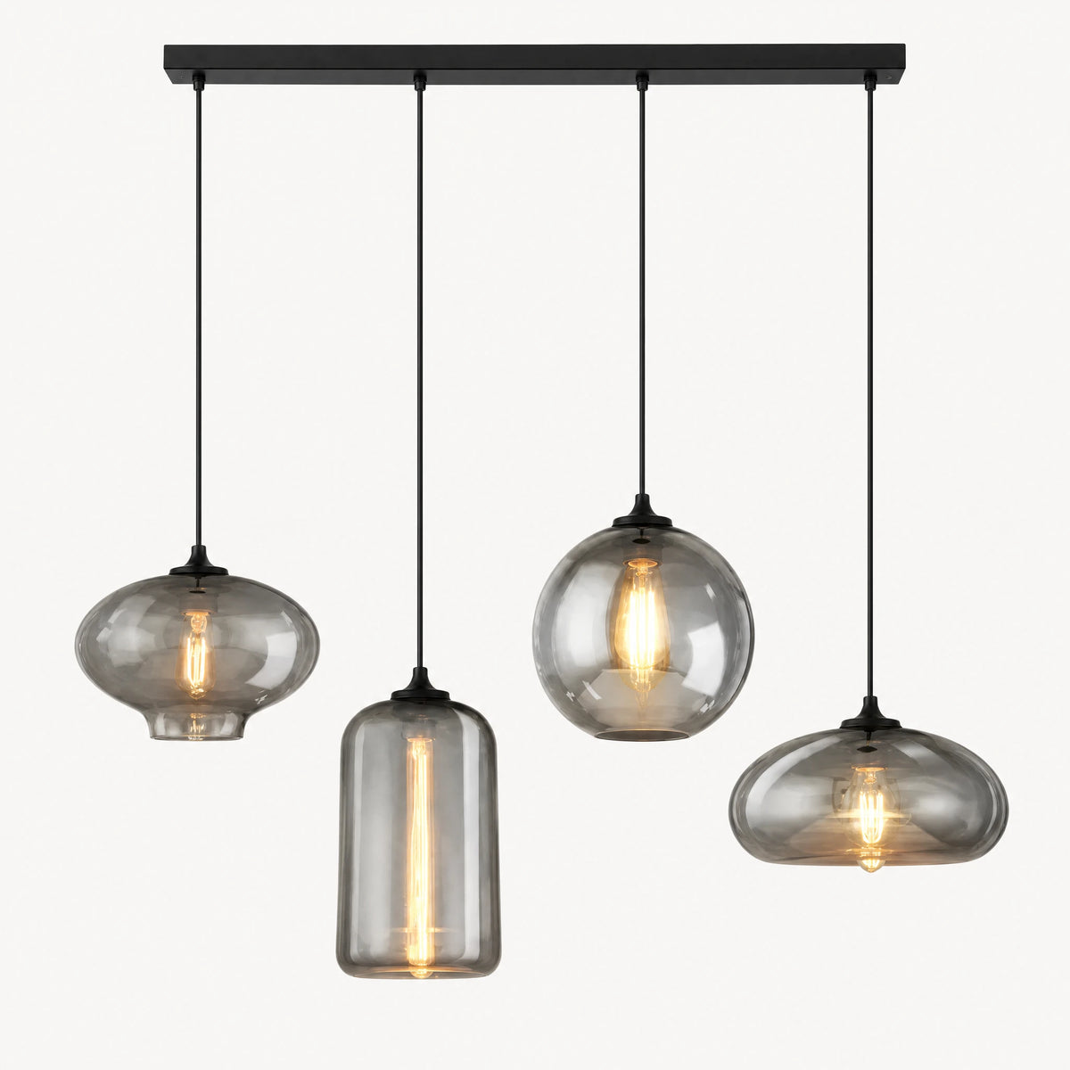 Suspension verre fumé globe noir vintage - image principale