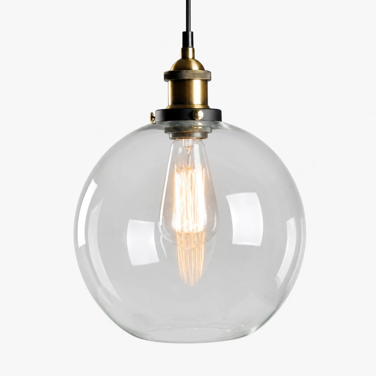Suspension Verre Vintage à Globe avec Finition Laiton - image principale