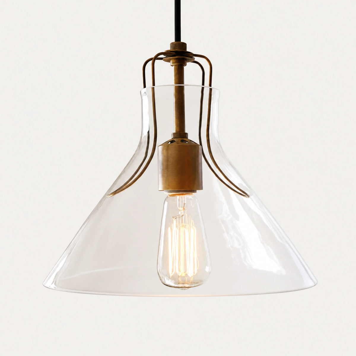 Suspension verre vintage avec abat-jour parapluie transparent - image principale