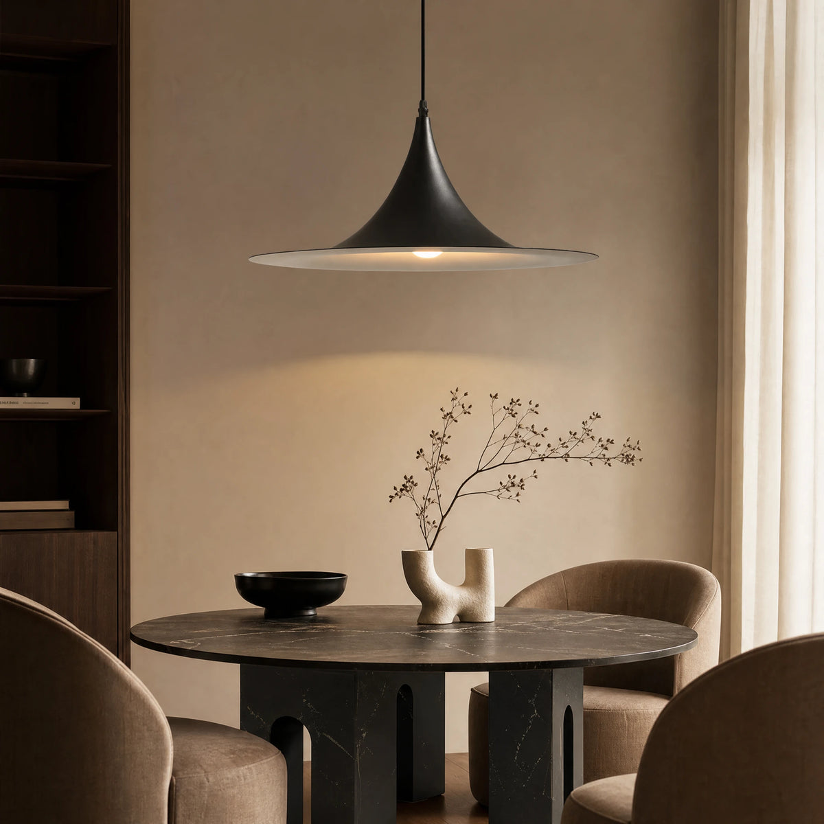 Suspension vintage design conique en aluminium noir ou gris - OBJETS VARIES