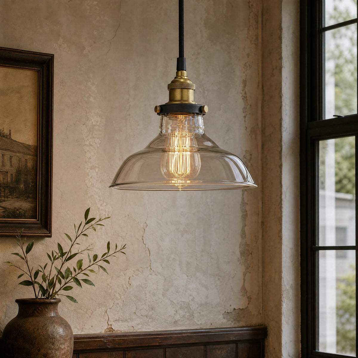 Suspension Vintage Verre et Laiton au Style Rétro - ITEM MURAL