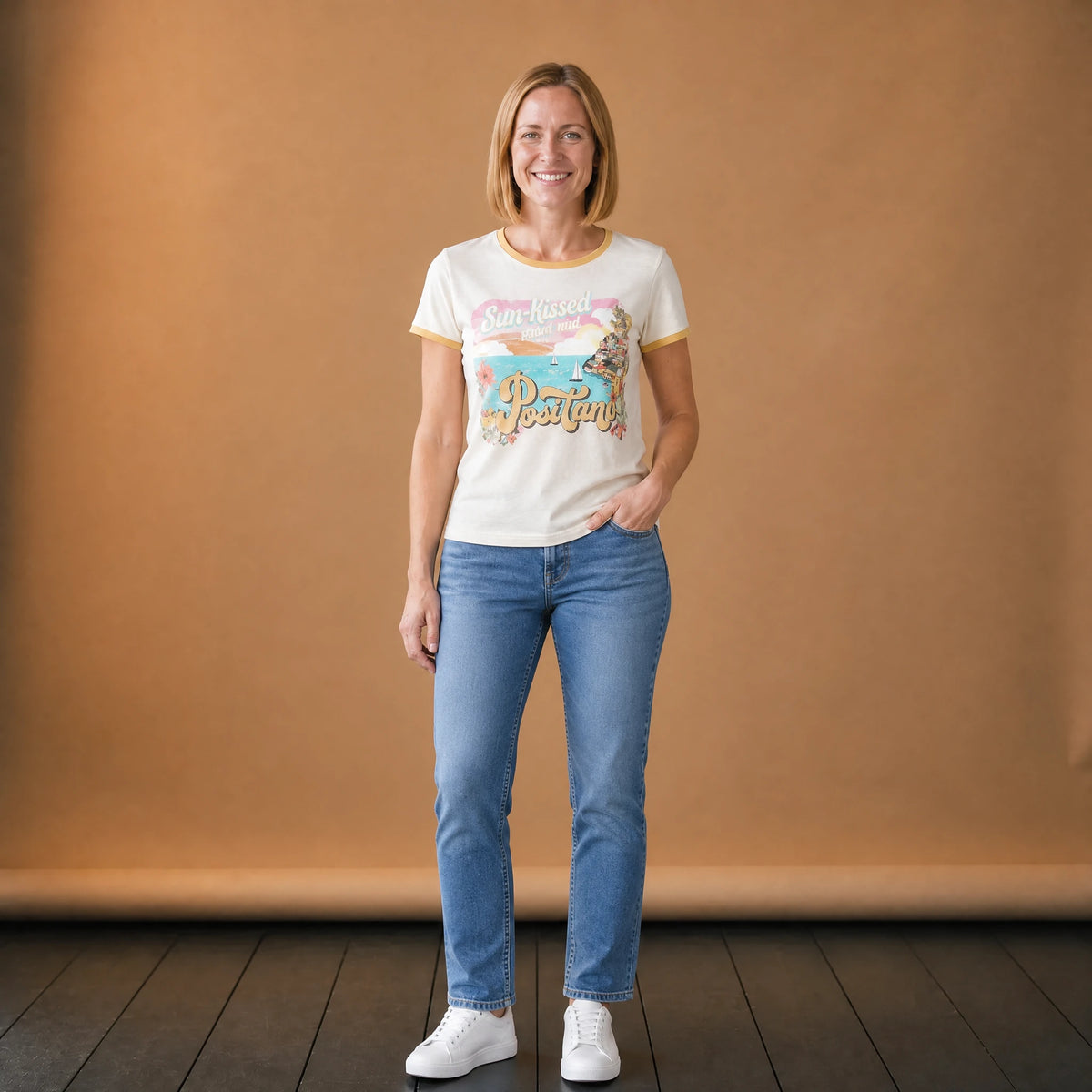 T-shirt vintage voyage Positano à imprimé rétro - VETEMENT Studio FEMME