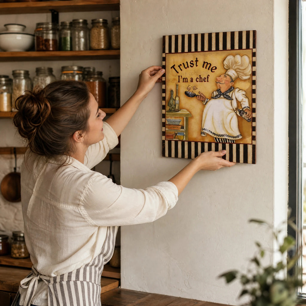 Tableau Cuisine Vintage avec Chef Humoristique - Utilisation GLOBALE
