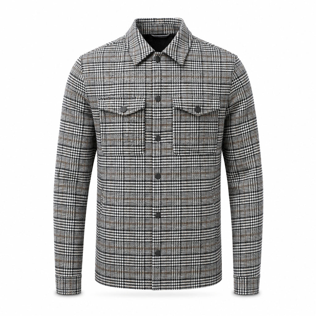 Veste avec poche à carreaux et revers vintage - image principale