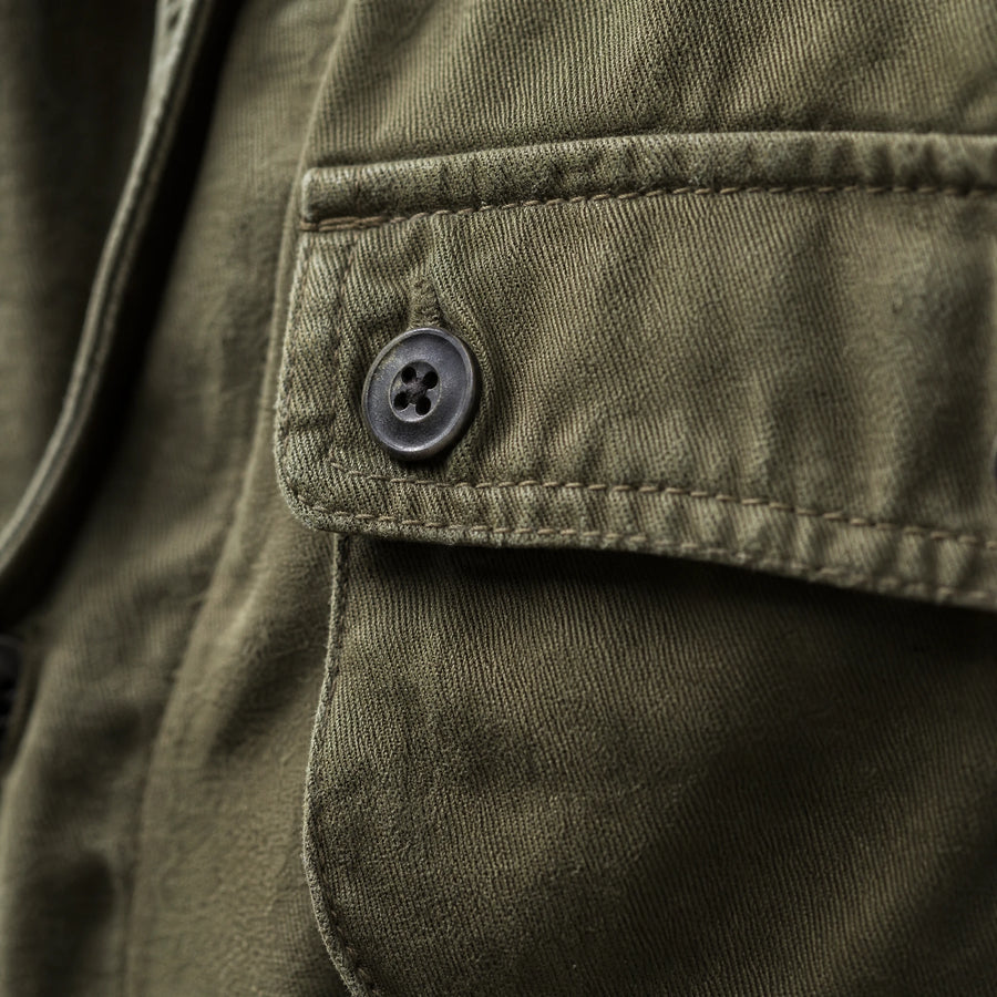 Veste cargo vintage multi-poches Biker - close-up détail matière