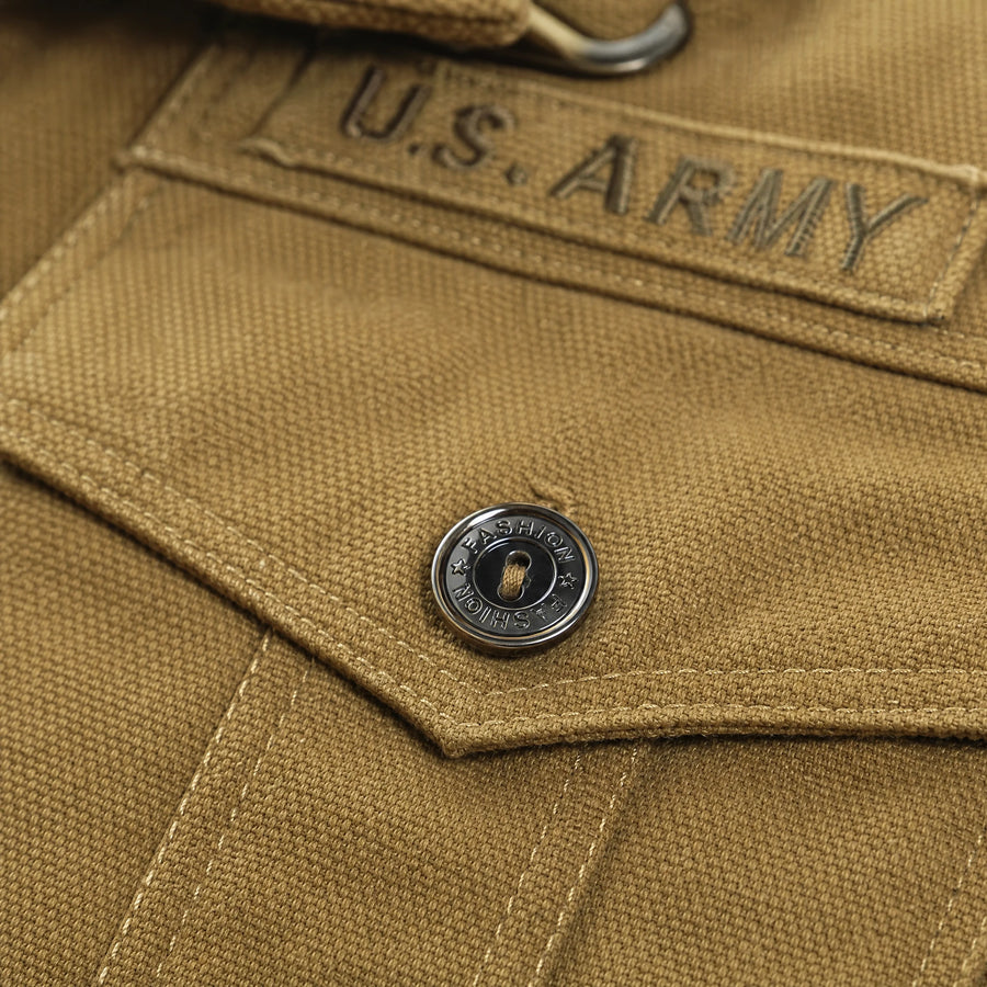 Veste de Treillis Militaire Vintage - close-up détail matière