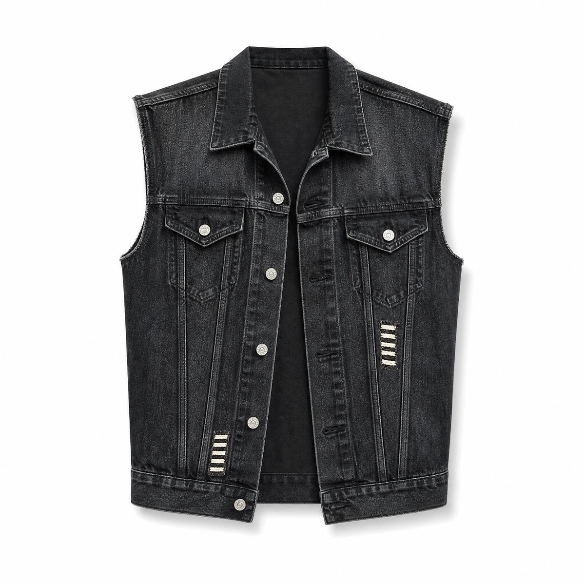 Veste en jean moto vintage imprimé tête de mort - image principale