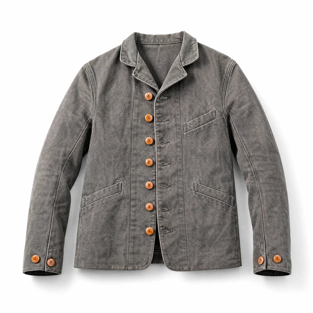 Veste Vintage Homme Grise à Boutons en Velours Côtelé - image principale