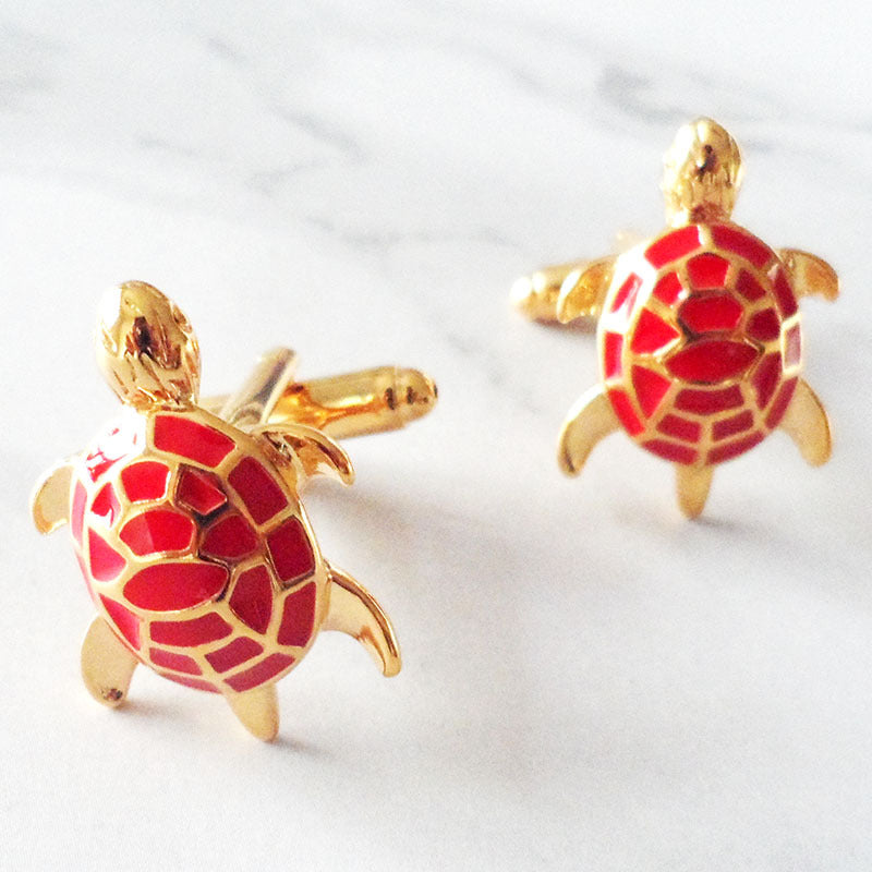 boutons-de-manchette-tortue-email-vintage