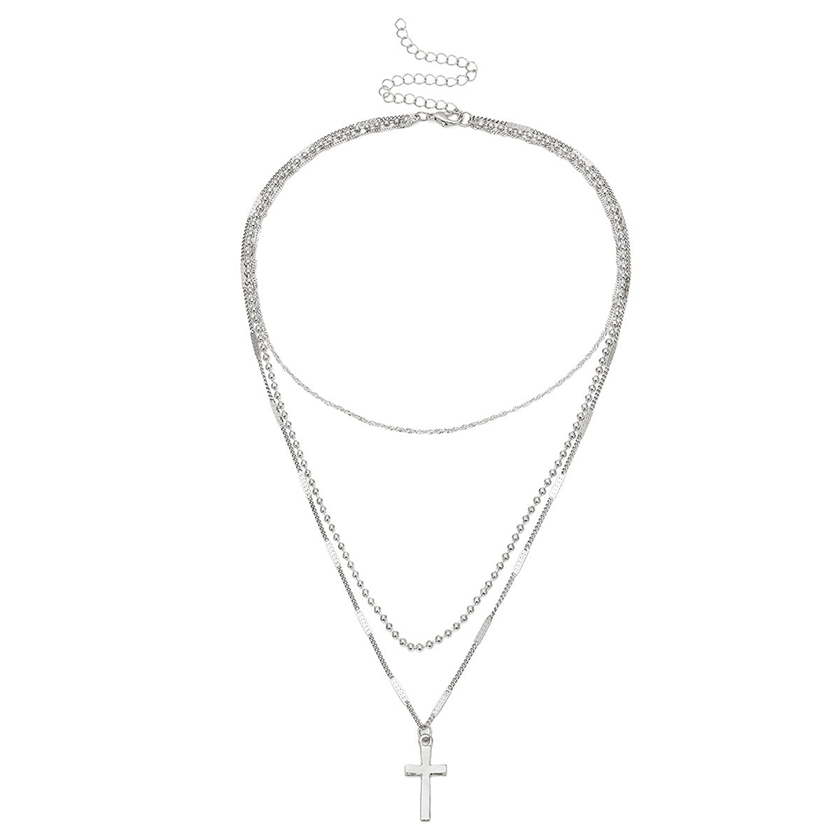 collier-multicouche-croix-vintage