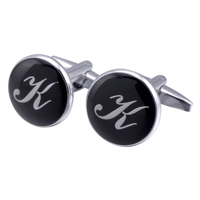 boutons-de-manchette-rond-noir-email-traditionnel-vintage