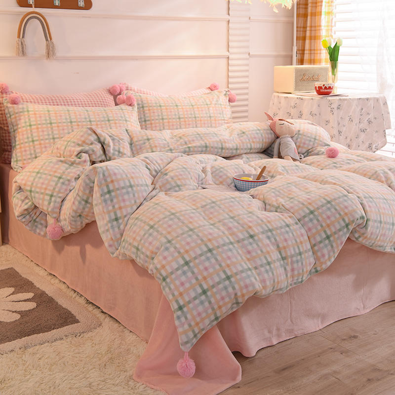 drap-de-housse-de-couette-a-carreaux-vintage