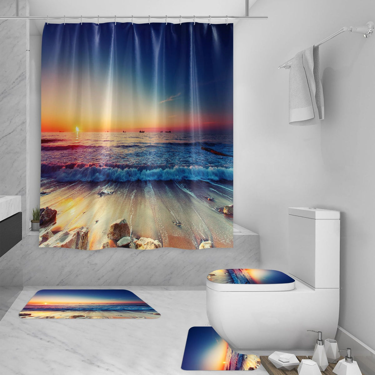 rideau-motif-mer-de-plage-retro