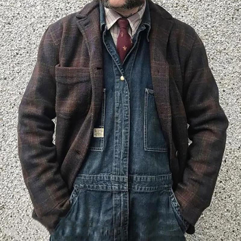 veste-ample-revers-carreaux-retro-vintage