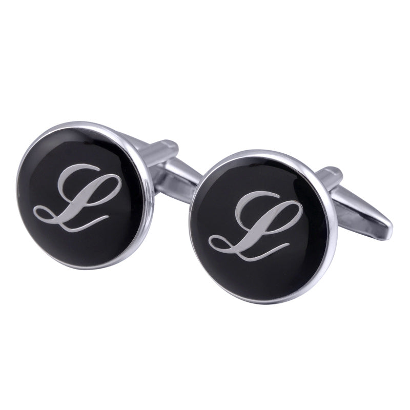 boutons-de-manchette-rond-noir-email-traditionnel-vintage