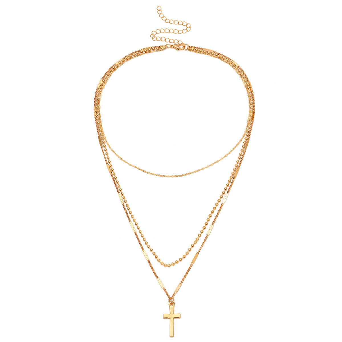 collier-multicouche-croix-vintage