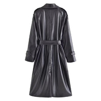 Vintage-Trenchcoat aus schwarzem Kunstleder für Damen