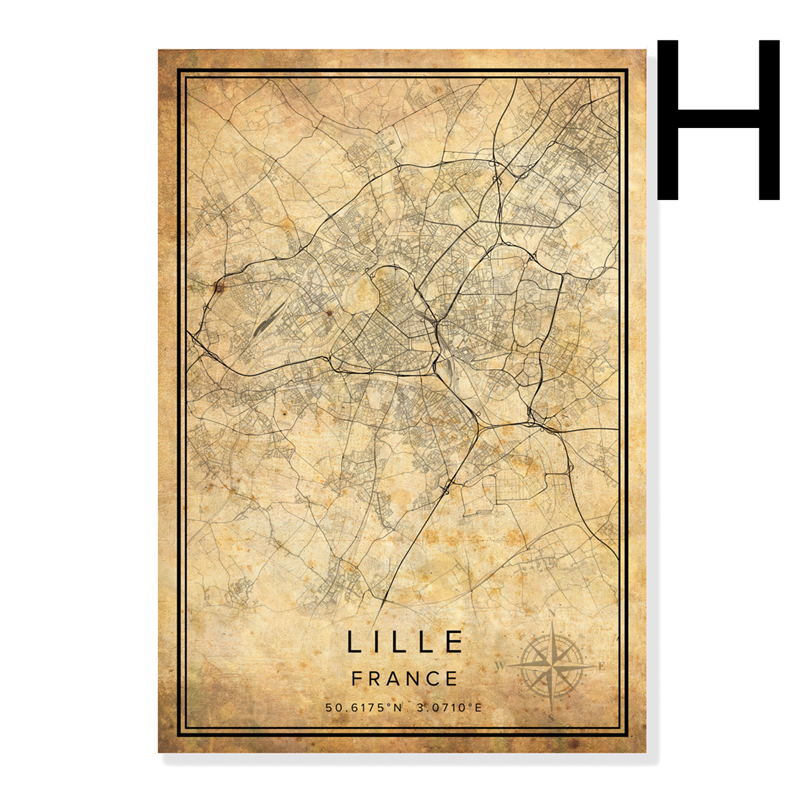 Poster mit Stadtplan von Burgund