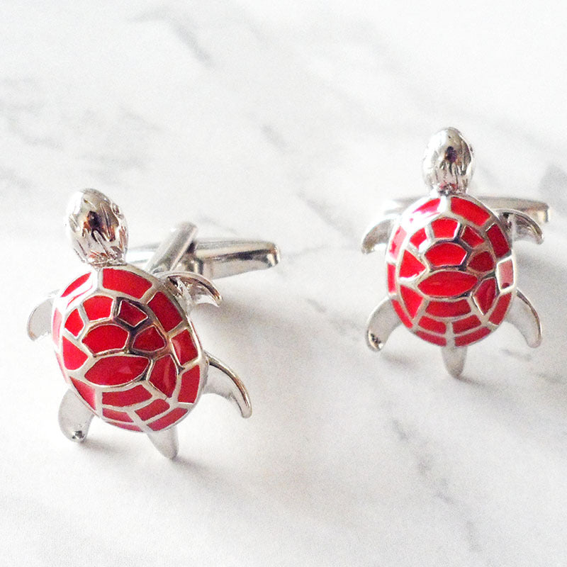 boutons-de-manchette-tortue-email-vintage