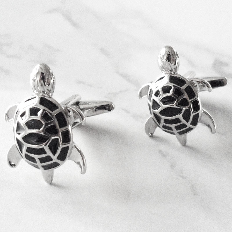 boutons-de-manchette-tortue-email-vintage