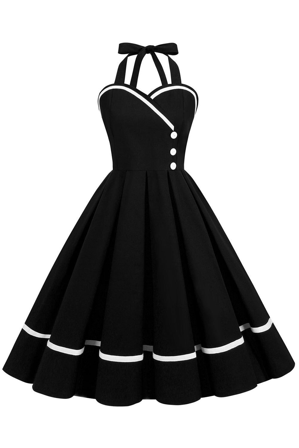 robe-pin-up-annee-80-en-col-v
