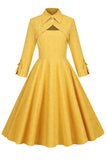 robe-jaune-annee-80-a-col-rabattu