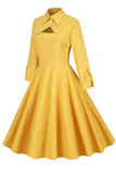 robe-jaune-annee-80-a-col-rabattu