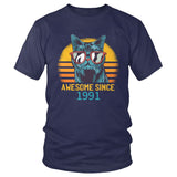 T-shirt Vintage Chat bleu