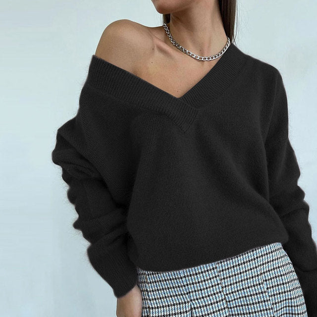 Pull-en-Laine-Col-V-Femme 