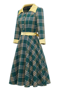 robe-verte-annee-80-d-automne-a-carreaux