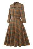 robe-annee-80-plaid-marron