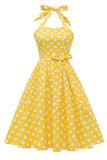 robe-annee-80-a-pois-jaune-pin-up