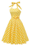 robe-annee-80-a-pois-jaune-pin-up