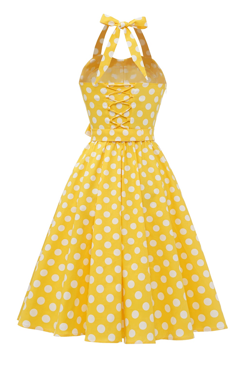 robe-annee-80-a-pois-jaune-pin-up