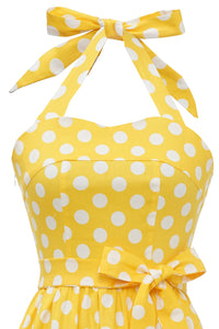 robe-annee-80-a-pois-jaune-pin-up