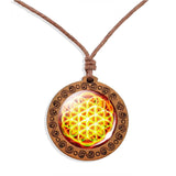 collier-mandala-pendentif-bois-vintage