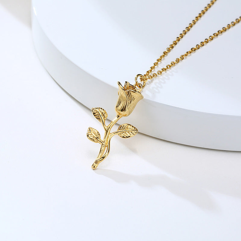 collier-vintage-rose-acier-titane