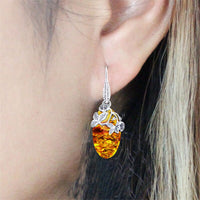    boucles-d-oreille-ambre-et-argent-vintage-pendantes