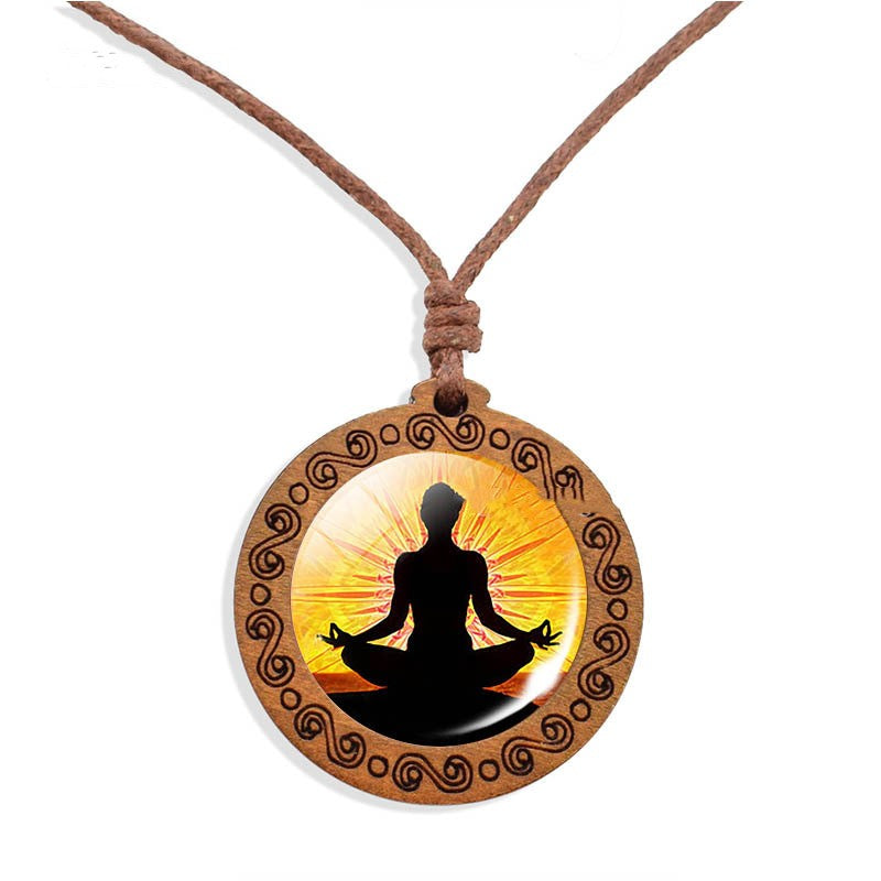collier-mandala-pendentif-bois-vintage