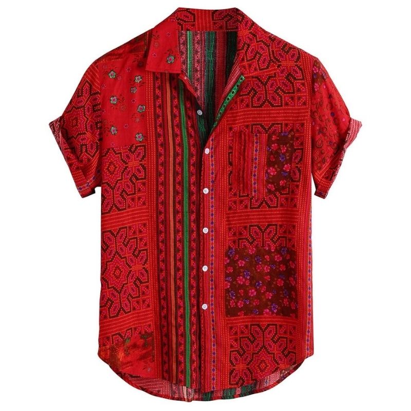     chemise-manche-courte-vintage-rouge
