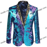 Deguisement-Veste-Paillette-Disco-Homme-Bleue